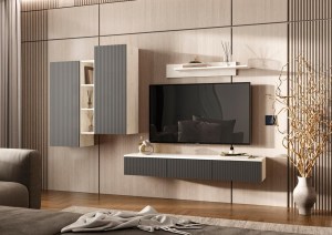 Модульная гостиная Оскар (Миф) Графит/Дуб Крафт Белый